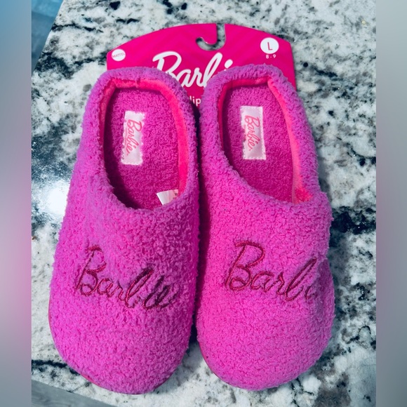 Mattel Shoes - Barbie Pink plush slippers. Woman’s Size L NWT